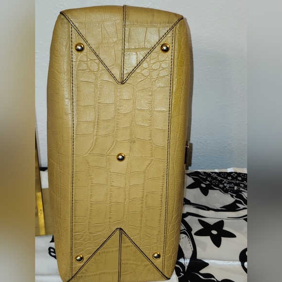 MCM Mustard Satchel with Blue Scarf Accent - Picture 13 of 13